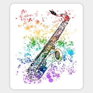 Saxophone Rainbow Colours Saxophonist Sax Player Musician Sticker